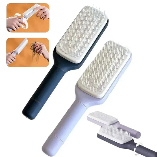 Self Cleaning Hair Brush - Telescopic Massage Comb with Rotating Handle & Air Cushion - ZOOMNSTORE