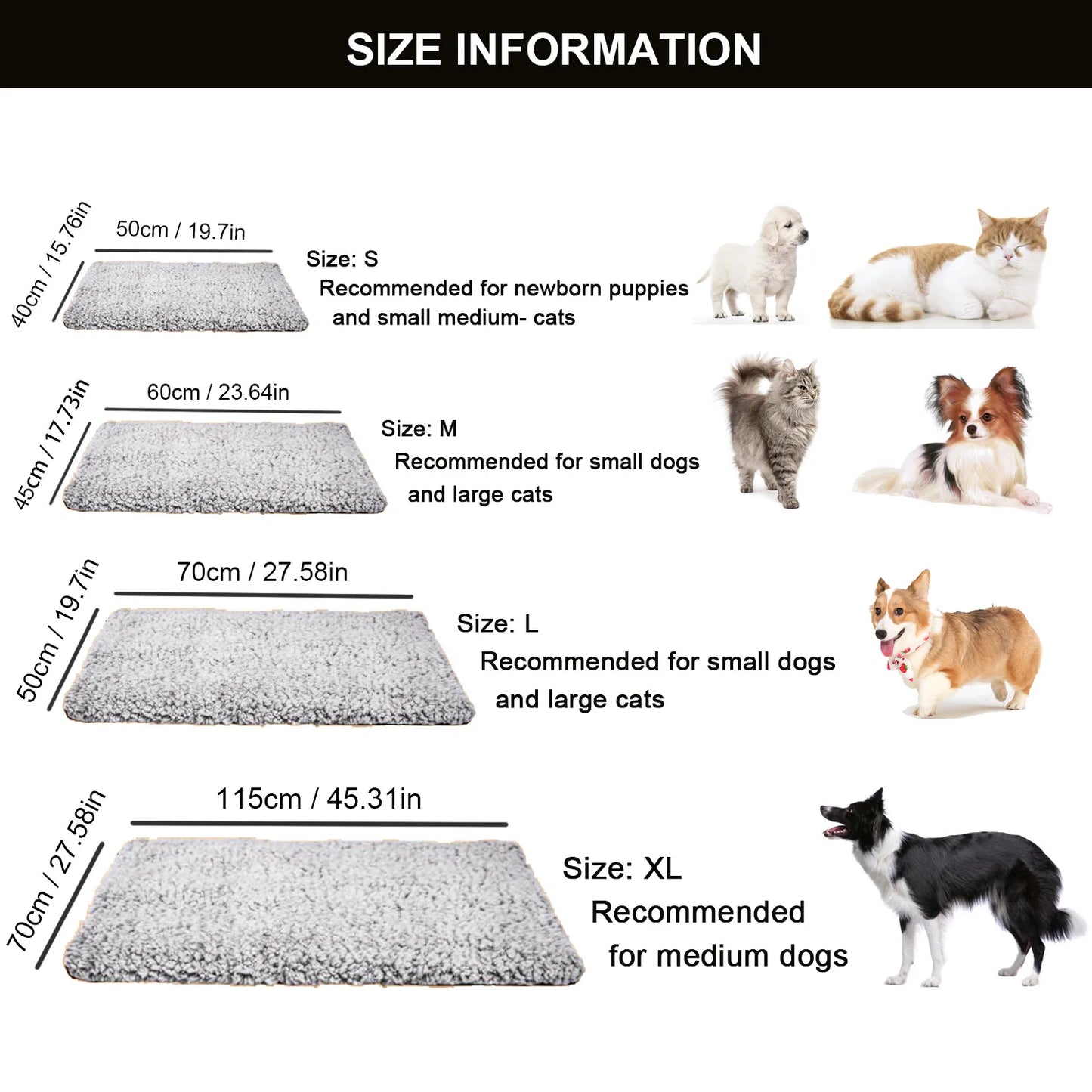 Self-Heating Pet Mat - Soft Aluminum Dog  Cat Bed for Small to Medium Pets - ZOOMNSTORE