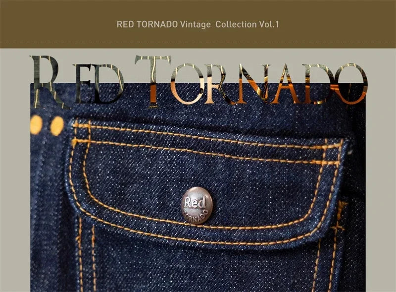 Red Tornado 11MJ Selvedge Denim Jacket Men's Rugged Wear Unlined Western Jean Outerwear - ZOOMNSTORE