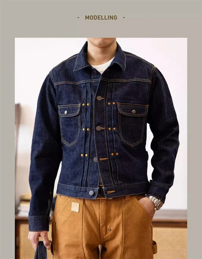 Red Tornado 11MJ Selvedge Denim Jacket Men's Rugged Wear Unlined Western Jean Outerwear - ZOOMNSTORE