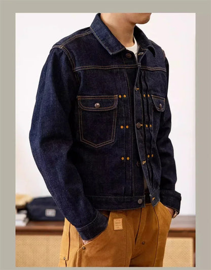 Red Tornado 11MJ Selvedge Denim Jacket Men's Rugged Wear Unlined Western Jean Outerwear - ZOOMNSTORE