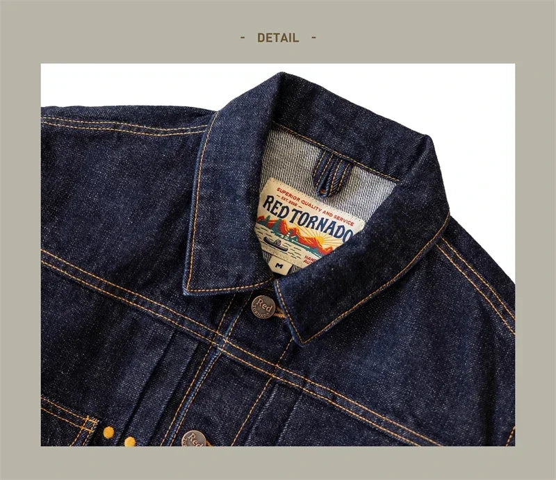 Red Tornado 11MJ Selvedge Denim Jacket Men's Rugged Wear Unlined Western Jean Outerwear - ZOOMNSTORE