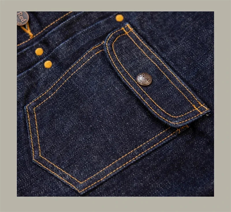 Red Tornado 11MJ Selvedge Denim Jacket Men's Rugged Wear Unlined Western Jean Outerwear - ZOOMNSTORE