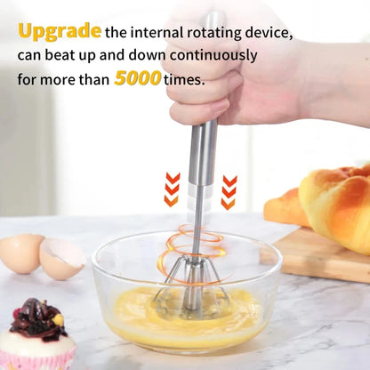 Semi Automatic Egg Beater - Stainless Steel Whisk & Manual Hand Mixer for Kitchen - ZOOMNSTORE