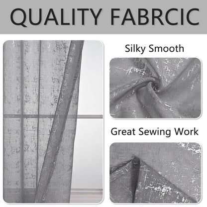 Semi Blackout Curtains - Silver Window Screen Perforated Curtain Panel for Living Room - ZOOMNSTORE