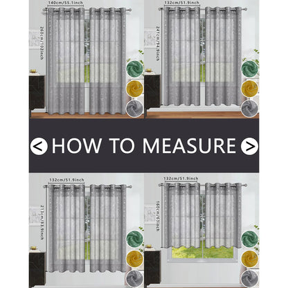 Semi Blackout Curtains - Silver Window Screen Perforated Curtain Panel for Living Room - ZOOMNSTORE