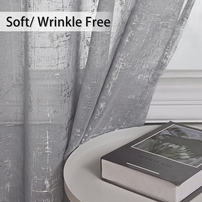 Semi Blackout Curtains - Silver Window Screen Perforated Curtain Panel for Living Room - ZOOMNSTORE