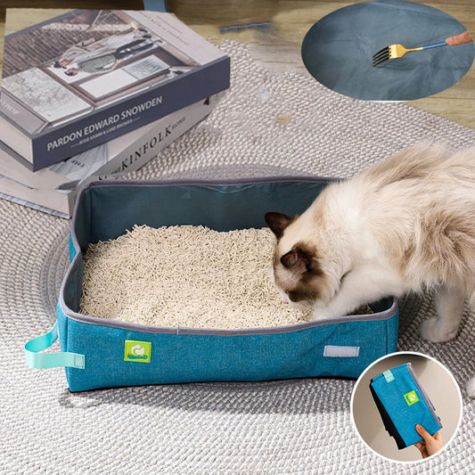 Semi Enclosed Portable Cat Litter Box - Waterproof Foldable Pet Toilet - ZOOMNSTORE