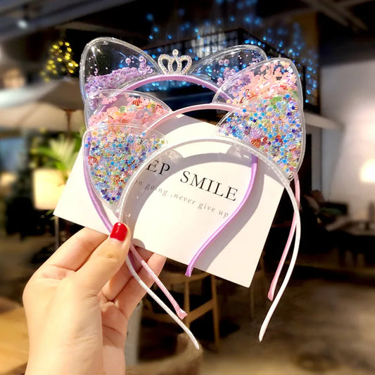 Sequin Cat Ears Headband - Cute Girls Hair Accessory - ZOOMNSTORE