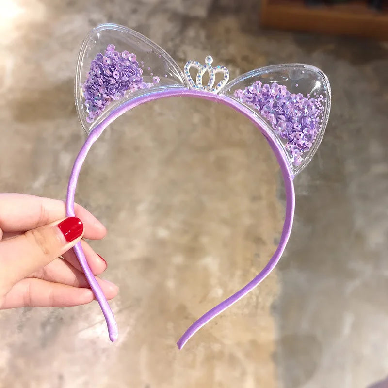 Sequin Cat Ears Headband - Cute Girls Hair Accessory - ZOOMNSTORE