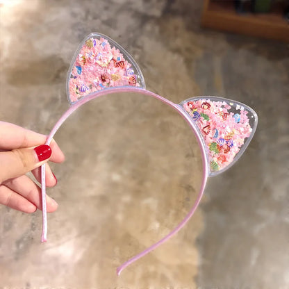 Sequin Cat Ears Headband - Cute Girls Hair Accessory - ZOOMNSTORE
