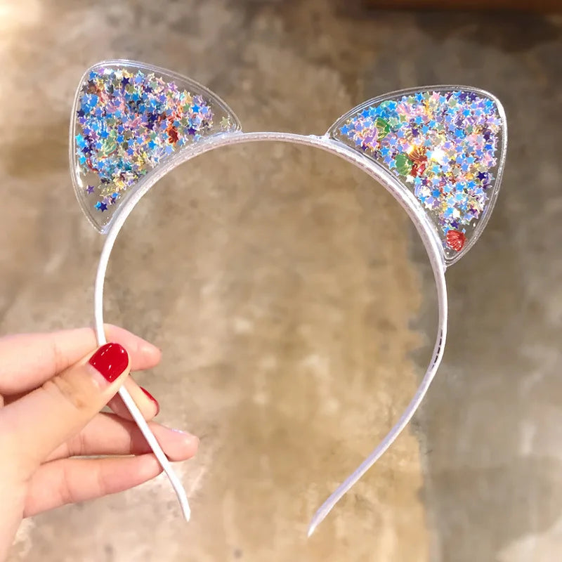 Sequin Cat Ears Headband - Cute Girls Hair Accessory - ZOOMNSTORE