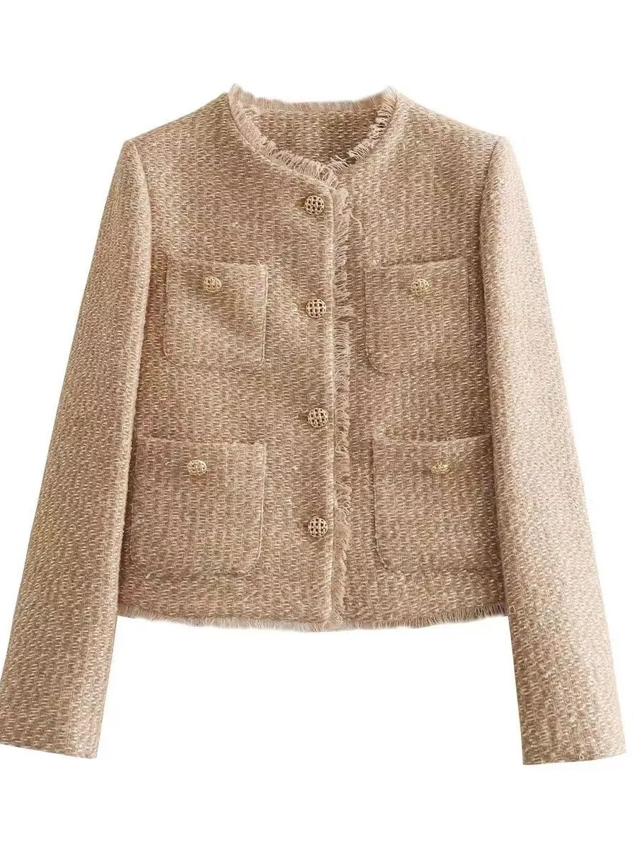 Suninheart Women's Sequined Bomber Jacket Fall O Neck Long Sleeve Gold Sequins Jacket Coat Female Glitter Chic Outerwear - ZOOMNSTORE