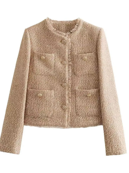 Suninheart Women's Sequined Bomber Jacket Fall O Neck Long Sleeve Gold Sequins Jacket Coat Female Glitter Chic Outerwear - ZOOMNSTORE
