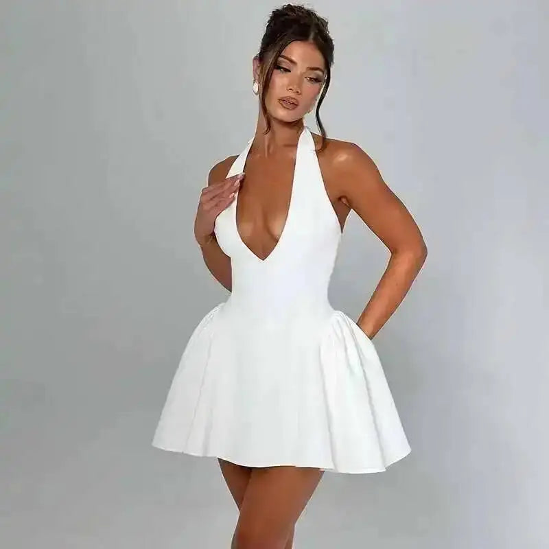 Elegant Off Shoulder A-Line Dress - Sexy Backless Mini Party Dress for Women - ZOOMNSTORE