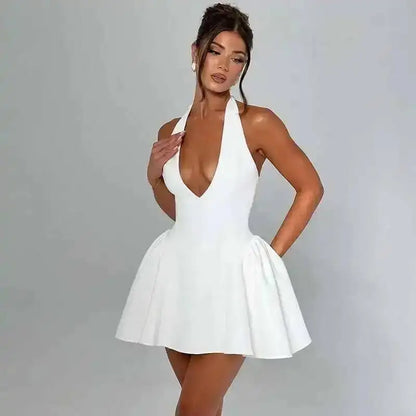 Elegant Off Shoulder A-Line Dress - Sexy Backless Mini Party Dress for Women - ZOOMNSTORE