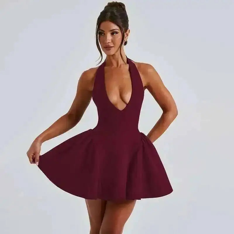 Elegant Off Shoulder A-Line Dress - Sexy Backless Mini Party Dress for Women - ZOOMNSTORE