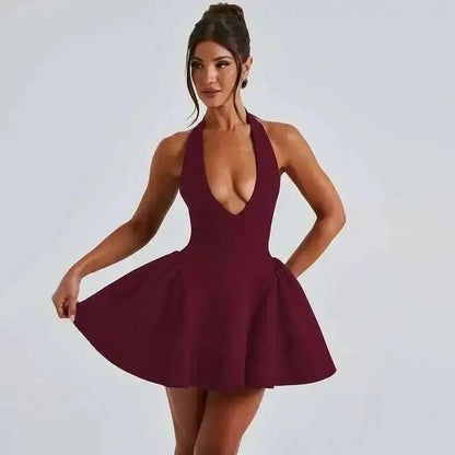 Elegant Off Shoulder A-Line Dress - Sexy Backless Mini Party Dress for Women - ZOOMNSTORE