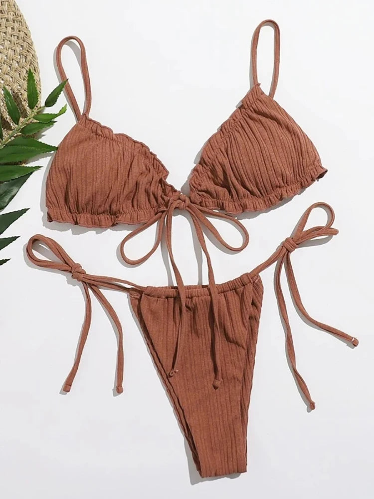 Sexy Bikini Swimsuit - Women Swimwear Two Piece Bandage Bikini Set With Push Up - ZOOMNSTORE