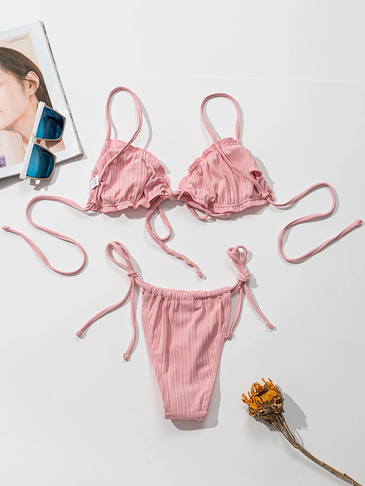 Sexy Bikini Swimsuit - Women Swimwear Two Piece Bandage Bikini Set With Push Up - ZOOMNSTORE