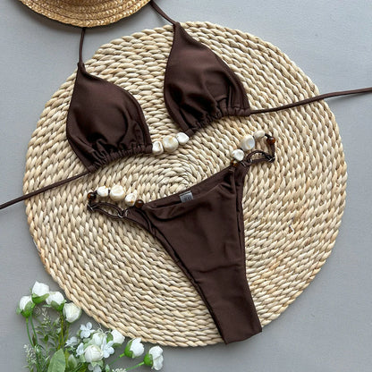 Sexy Bikini Swimsuit - Women's Two Piece Solid Color Split Bikini Design - ZOOMNSTORE