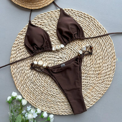 Sexy Bikini Swimsuit - Women's Two Piece Solid Color Split Bikini Design - ZOOMNSTORE