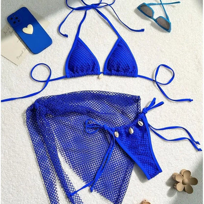 Three-Piece Womens Bikini Set - Sexy Beach Swimsuit for Pool  Sun - ZOOMNSTORE
