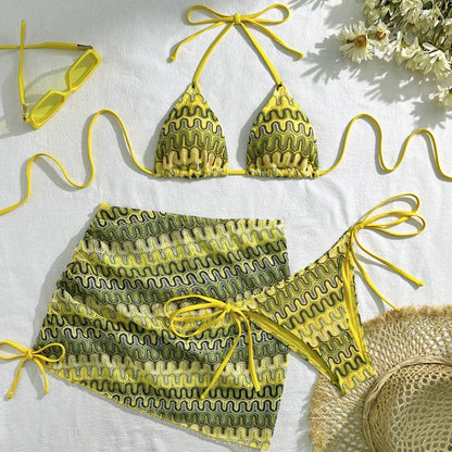 Three-Piece Womens Bikini Set - Sexy Beach Swimwear 2025 - ZOOMNSTORE