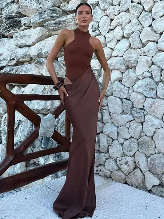 Sexy Black Maxi Dress - Women's Sleeveless High Waist Sheath Evening Gown - ZOOMNSTORE