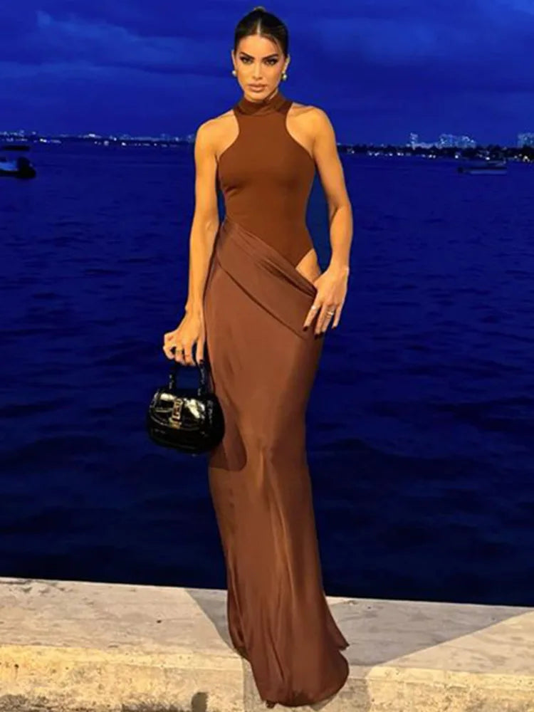Sexy Black Maxi Dress - Women's Sleeveless High Waist Sheath Evening Gown - ZOOMNSTORE