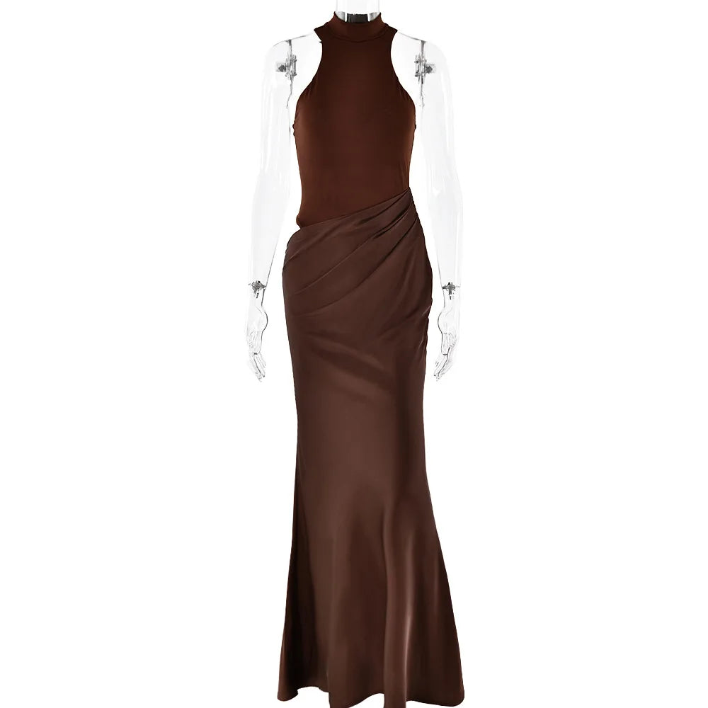 Sexy Black Maxi Dress - Women's Sleeveless High Waist Sheath Evening Gown - ZOOMNSTORE