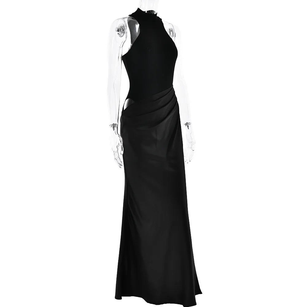 Sexy Black Maxi Dress - Women's Sleeveless High Waist Sheath Evening Gown - ZOOMNSTORE