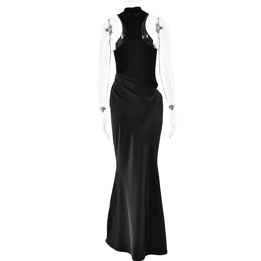 Sexy Black Maxi Dress - Women's Sleeveless High Waist Sheath Evening Gown - ZOOMNSTORE