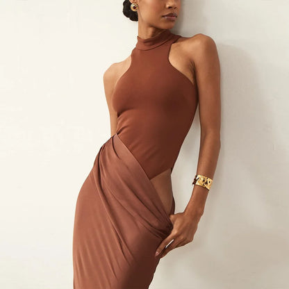 Sexy Black Maxi Dress - Women's Sleeveless High Waist Sheath Evening Gown - ZOOMNSTORE