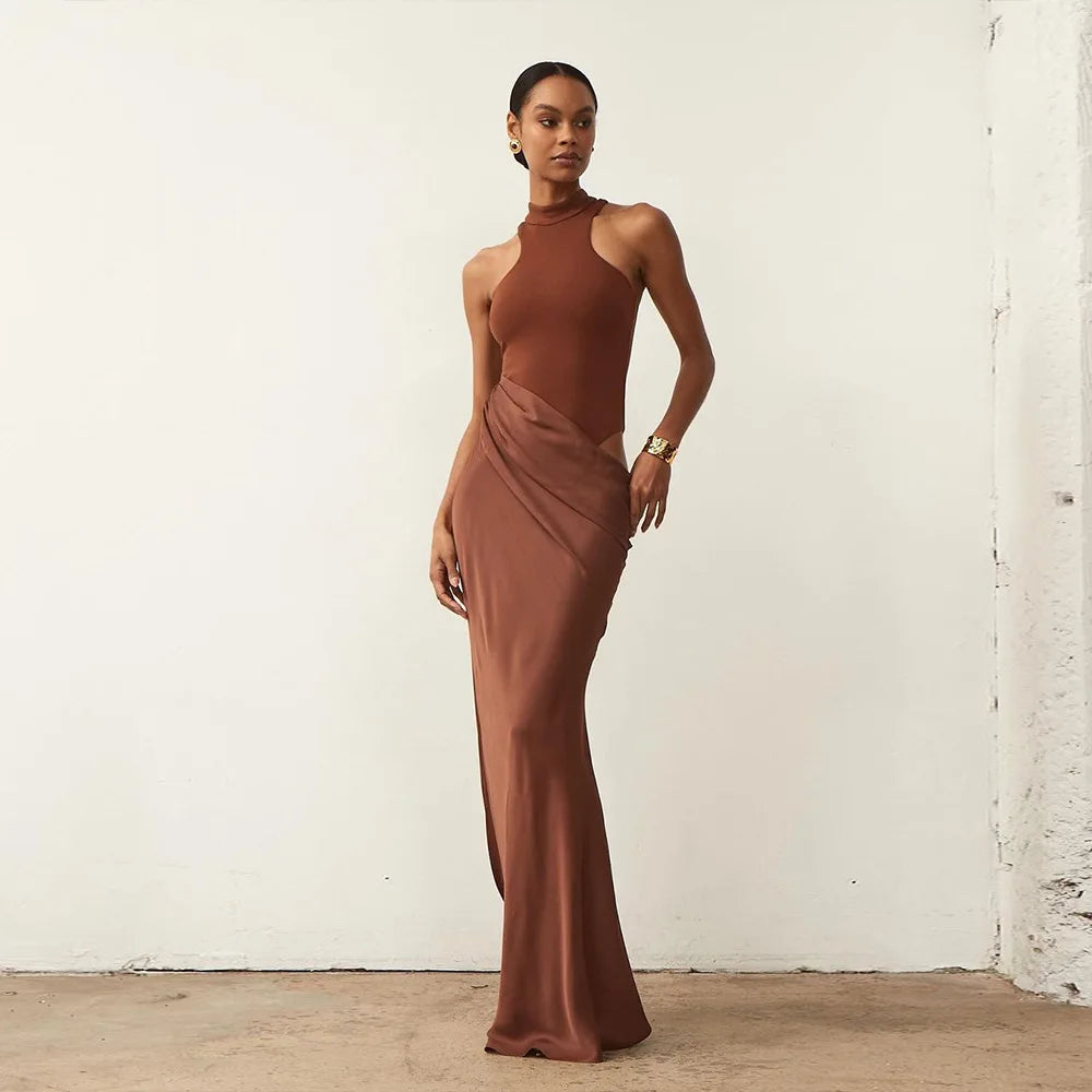 Sexy Black Maxi Dress - Women's Sleeveless High Waist Sheath Evening Gown - ZOOMNSTORE