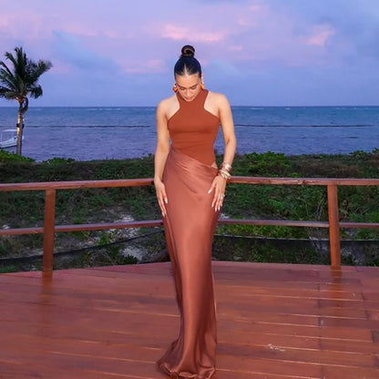 Sexy Black Maxi Dress - Women's Sleeveless High Waist Sheath Evening Gown - ZOOMNSTORE