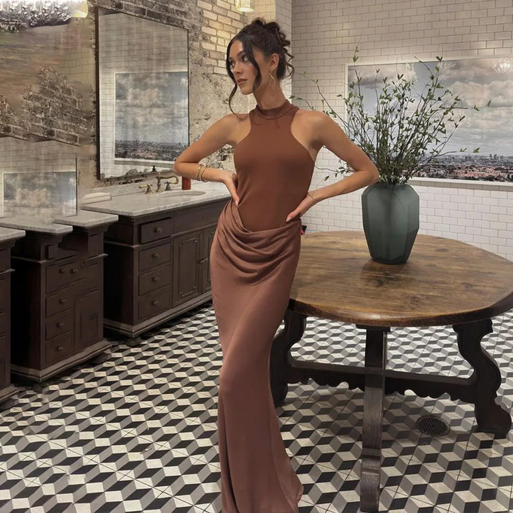 Sexy Black Maxi Dress - Women's Sleeveless High Waist Sheath Evening Gown - ZOOMNSTORE