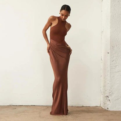 Sexy Black Maxi Dress - Women's Sleeveless High Waist Sheath Evening Gown - ZOOMNSTORE