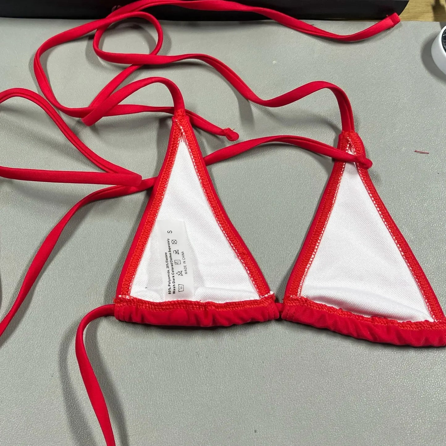 Womens Thong Swimwear - Solid Color Triangle Bra Beach Suit - ZOOMNSTORE