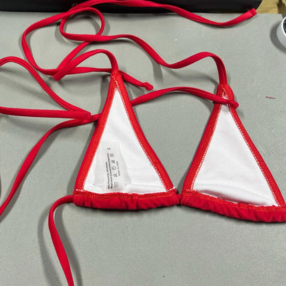 Womens Thong Swimwear - Solid Color Triangle Bra Beach Suit - ZOOMNSTORE