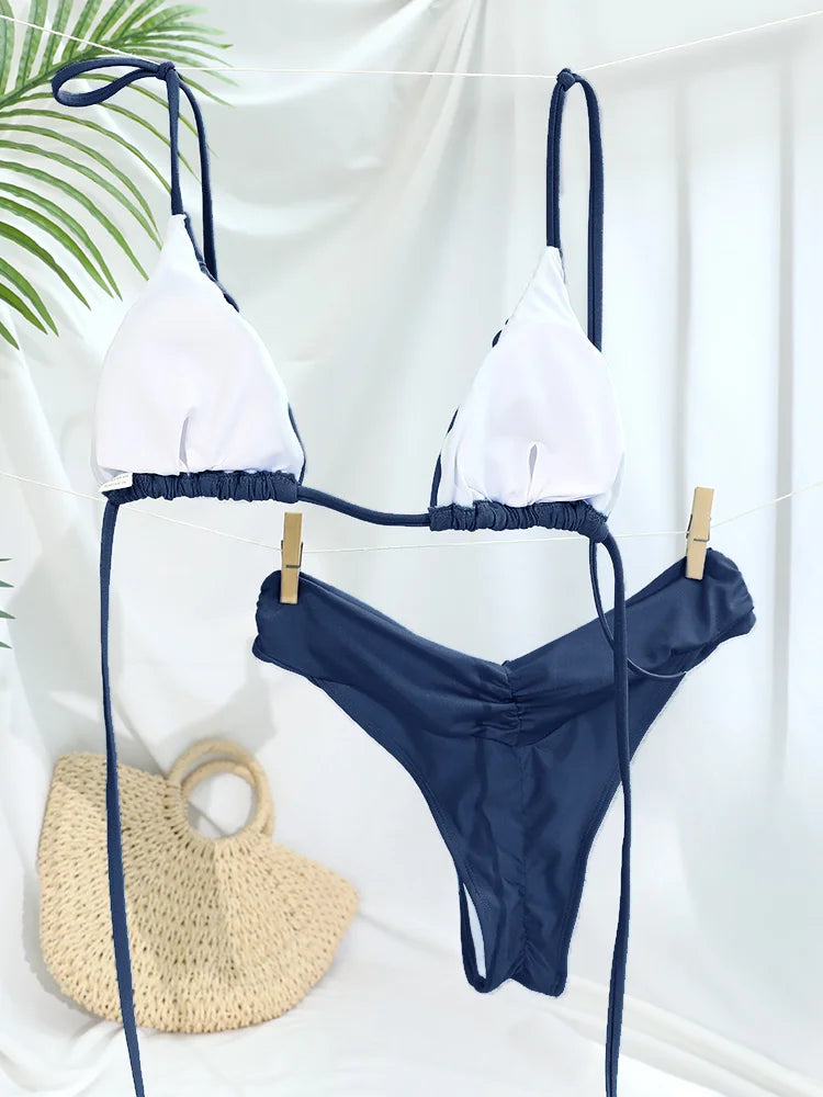 Solid Micro Bikini Set - Sexy Triangle Swimsuit for Women - ZOOMNSTORE