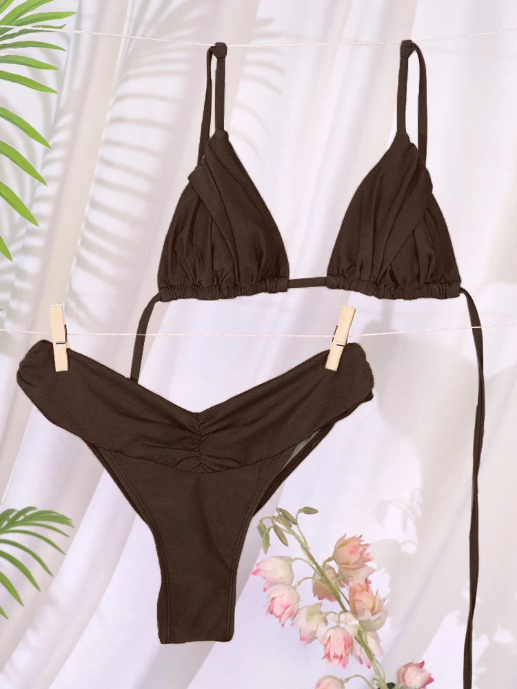 Solid Micro Bikini Set - Sexy Triangle Swimsuit for Women - ZOOMNSTORE