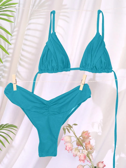 Solid Micro Bikini Set - Sexy Triangle Swimsuit for Women - ZOOMNSTORE