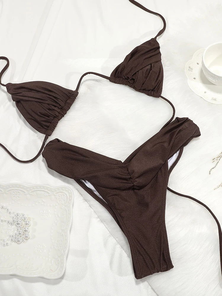 Solid Micro Bikini Set - Sexy Triangle Swimsuit for Women - ZOOMNSTORE