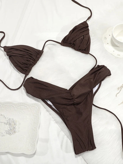 Solid Micro Bikini Set - Sexy Triangle Swimsuit for Women - ZOOMNSTORE