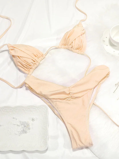 Solid Micro Bikini Set - Sexy Triangle Swimsuit for Women - ZOOMNSTORE