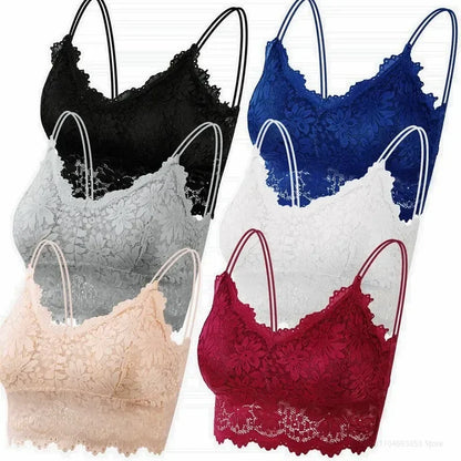 Sexy Lace Bras Top Comfortable Bralette Solid Color Women Underwear Female Hollow Out Wireless Breathable Lingerie Seamless Bra - ZOOMNSTORE