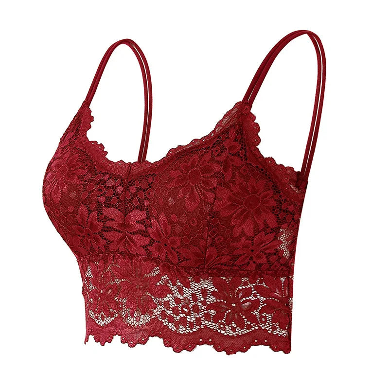 Sexy Lace Bras Top Comfortable Bralette Solid Color Women Underwear Female Hollow Out Wireless Breathable Lingerie Seamless Bra - ZOOMNSTORE
