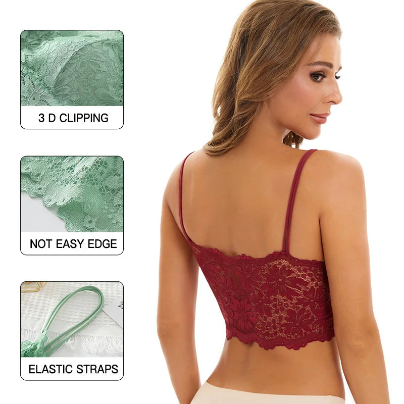 Sexy Lace Bras Top Comfortable Bralette Solid Color Women Underwear Female Hollow Out Wireless Breathable Lingerie Seamless Bra - ZOOMNSTORE
