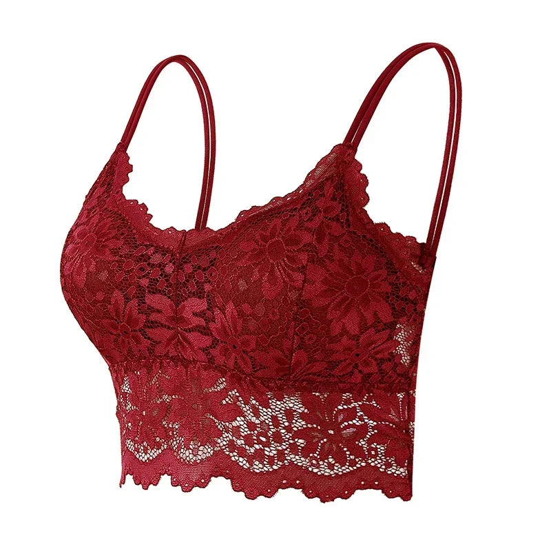 Sexy Lace Bras Top Comfortable Bralette Solid Color Women Underwear Female Hollow Out Wireless Breathable Lingerie Seamless Bra - ZOOMNSTORE